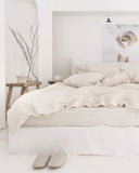 Striped in natural linen duvet cover set (3 pcs)