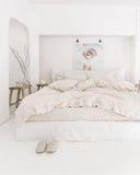 Striped in natural linen fitted sheet