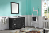 Chateau 48 in. W x 22 in. D Bath Vanity Set in Black with Vanity Top in Carrara Marble with White Sink and Mirror