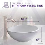 Deux Series 16 in. L x 16 in. W Top Mount Round Non-Porous Bathroom Vessel Sink in Glossy White Vitreous China Ceramic