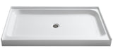 ANZZI Tier 60" x 32" Single Threshold Shower Pan, Durable Marine Grade Acrylic, cUPC Certified, 3-Wall Alcove Installation, Various Drain Options