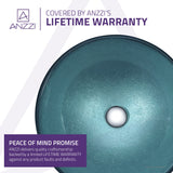 Posh Series 17 in. Bathroom Vessel Sink with Scratch-Tough and Stain-Resistant Non-Porous Surface in Coral Blue Glass
