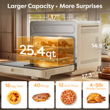 Ciarra Nosh Oven Pro | 12-In-1 Steam Oven With Air Fryer XL 1600 Watt Portable Countertop Oven Toaster Oven 25.4QT CASO24-W