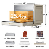 Ciarra Nosh Oven Pro | 12-In-1 Steam Oven With Air Fryer XL 1600 Watt Portable Countertop Oven Toaster Oven 25.4QT CASO24-W