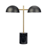 Nova Hydro Black Table Lamp with On/Off Switch Double Lamp with Faux Marble Base