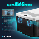 4-6 Person Electric Rock Heater Outdoor Barrel Panoramic Cedar Sauna with 1-Person White Cold Plunge & Built-in Chiller