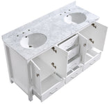 ANZZI Chateau 60" Double Vanity Set (36" H), Handmade Wood Cabinet, Carrara Marble Countertop, Soft-Close Storage, Paladin Protection Finish, Multiple Cabinet Colors