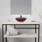 Belissima Round Glass Vessel Bathroom Sink with Stellar Burst Finish