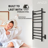 Bali Series 10-Bar Wall Mounted Electric Bathroom Towel Warmer Rack in Brushed Nickel Finish Stainless Steel