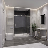 Rhodes Series 57 to 60 in. x 76 in. H Sliding Frameless Shower Door with Tsunami Guard Tempered Glass