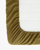 Olive green linen fitted sheet