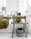 Olive green linen duvet cover set (3 pcs)
