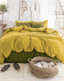 Olive green linen fitted sheet