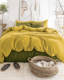 Olive green linen sheet set (4 pcs)