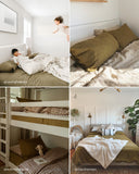 Olive green linen duvet cover set (3 pcs)