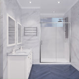 Halberd Series 47 to 48 in. x 72 in. Sliding Framed Shower Door with Tsunami Guard Tempered Glass