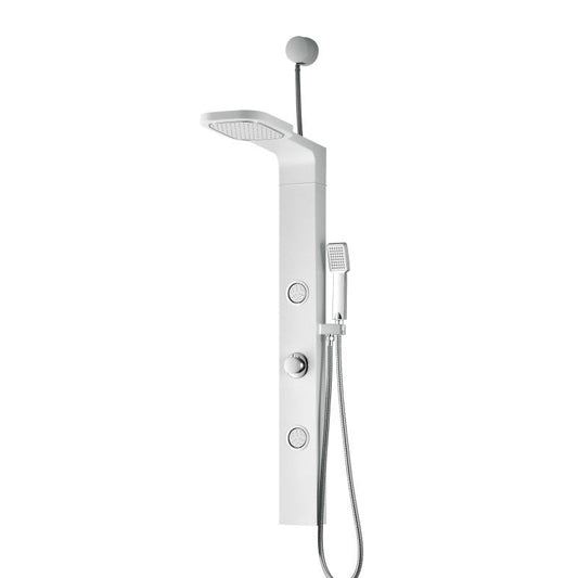 Inland Series 44 in. Full Body Shower Panel System with Heavy Rain Shower and Body Jets and Spray Wand in White