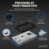 12 in. 2-Burner Recessed Gas Cooktop in Stainless Steel with Power Burners 5800-15000 BTU/h and NG/LP Convertible