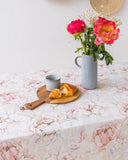 Pastel peonies print linen tablecloth
