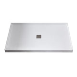 Alexander 60 in. L x 36 in. W Alcove Shower Pan Base with Center Drain in Glossy White Marine Acrylic