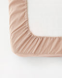 Peach linen fitted sheet