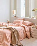 Peach linen duvet cover set (3 pcs)