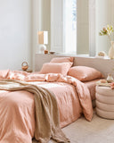 Peach linen fitted sheet