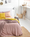 Peach linen fitted sheet
