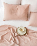 Peach linen pillowcase