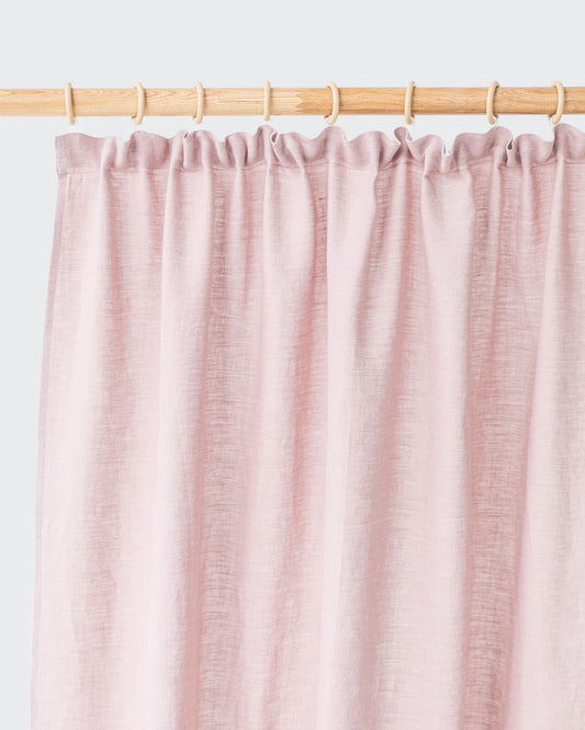 Pencil pleat linen curtain panel (1 pcs) in Woodrose