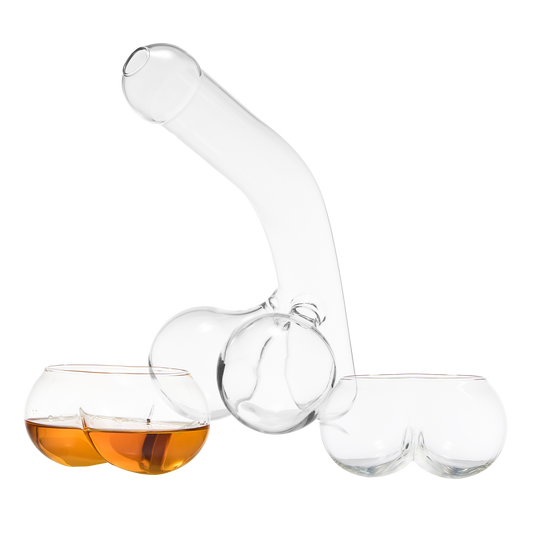 Penis Whiskey Decanter Bottle With Two Whiskey Glasses