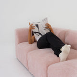 Philo Blush Pink Low Profile Modular Sectional Sofa (4-Seater+Ottoman)