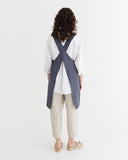 Pinafore cross-back linen apron in Charcoal gray