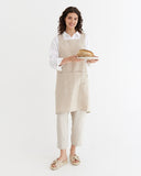 Pinafore cross-back linen apron in Natural linen