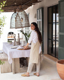Pinafore cross-back linen apron in Natural linen
