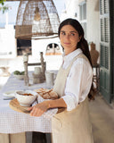 Pinafore cross-back linen apron in Natural linen