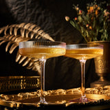 The Wine Savant Ribbed Coupe Cocktail Glasses 8 oz | Set of 2 (Rose Pink)