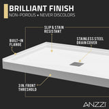 Stellar Series 76 in. x 45-48 in. Sliding Frameless Shower Door with Alcove Shower Base - Multiple Finishes