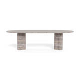 Porto Travertine Pill Dining Table 108"