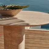 Porto Travertine Pill Dining Table 108"