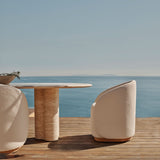 Porto Travertine Pill Dining Table 108"