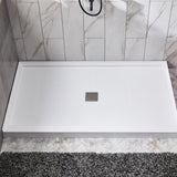 Alexander 60 in. L x 36 in. W Alcove Shower Pan Base with Center Drain in Glossy White Marine Acrylic