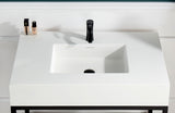 ANZZI Ventura 36" Console Sink (36" W x 28" H), Gel-Coated Resin Countertop, Stainless Steel Frame, Integrated Sink & Tempered Glass Shelf