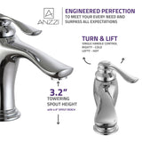 ANZZI Anfore Single Handle Bathroom Faucet, Low Spout (3.25" H), 1.2 GPM WaterSense Certified, Rhino Alloy Solid Brass, Various Finishes