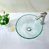 Vieno Series 17 in. Bathroom Vessel Sink with Scratch-Tough and Stain-Resistant Non-Porous Surface in Clear Floral Glass
