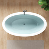 Lusso Series 76 in. x 41 in. Flat Bottom Solid Surface Freestanding Soaking Bathtub with Center Drain in Matte White