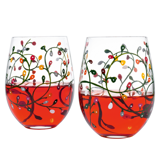 Themed Lights Stemless Wine & Water Glasses