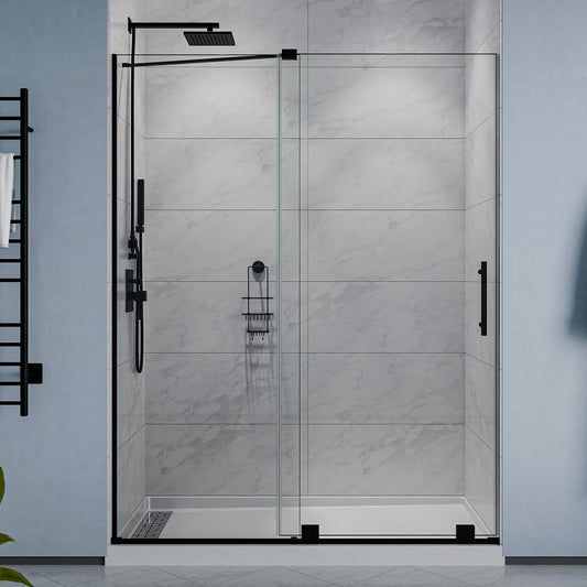 Longboat Series 56 to 60 in. x 76 in. Sliding Semi-Frameless Shower Door with Tsunami Guard Tempered Glass
