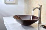 Cansa Series Deco-Glass Vessel Sink in Rich Timber