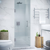 Fellow Series 30 in. x 72 in. Frameless Hinged Shower Door with Clear Tempered Glass and Tsunami Guard